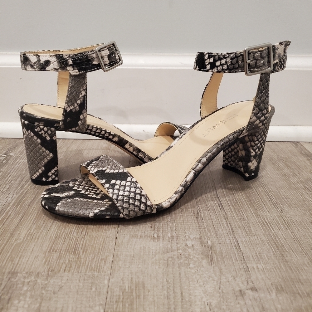 New Nine West Pixel Block Heel Python Print Sandal - image 2